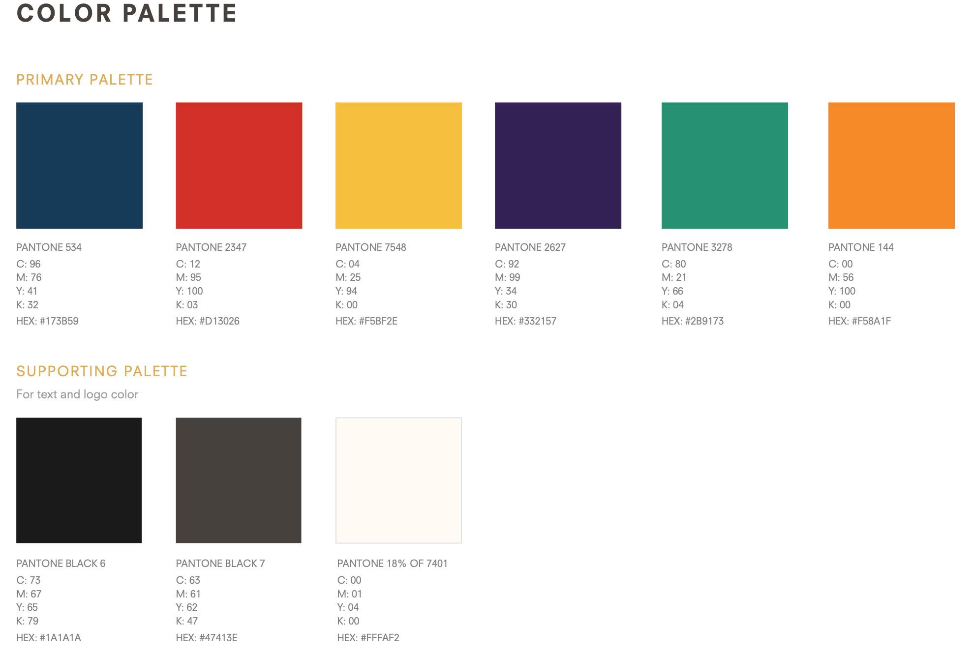 Brand color scheme for web planning