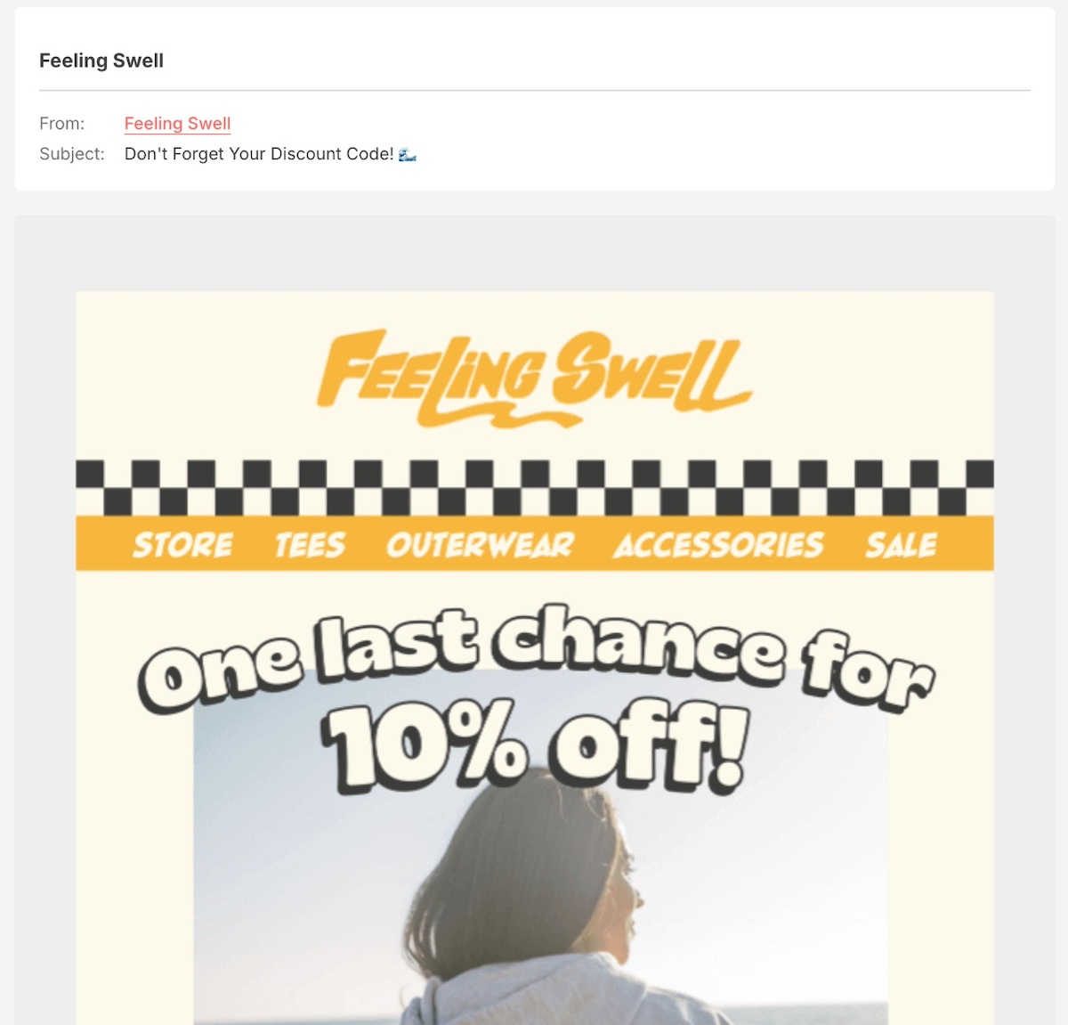 Example of a reminder re-engagement email