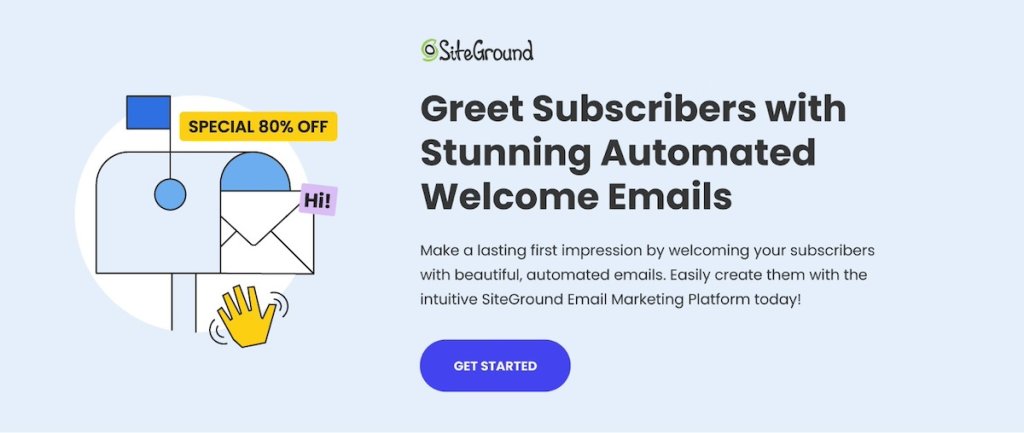 SiteGround email marketing welcome emails