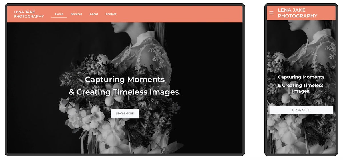 example of a personal website that is mobile optimized
