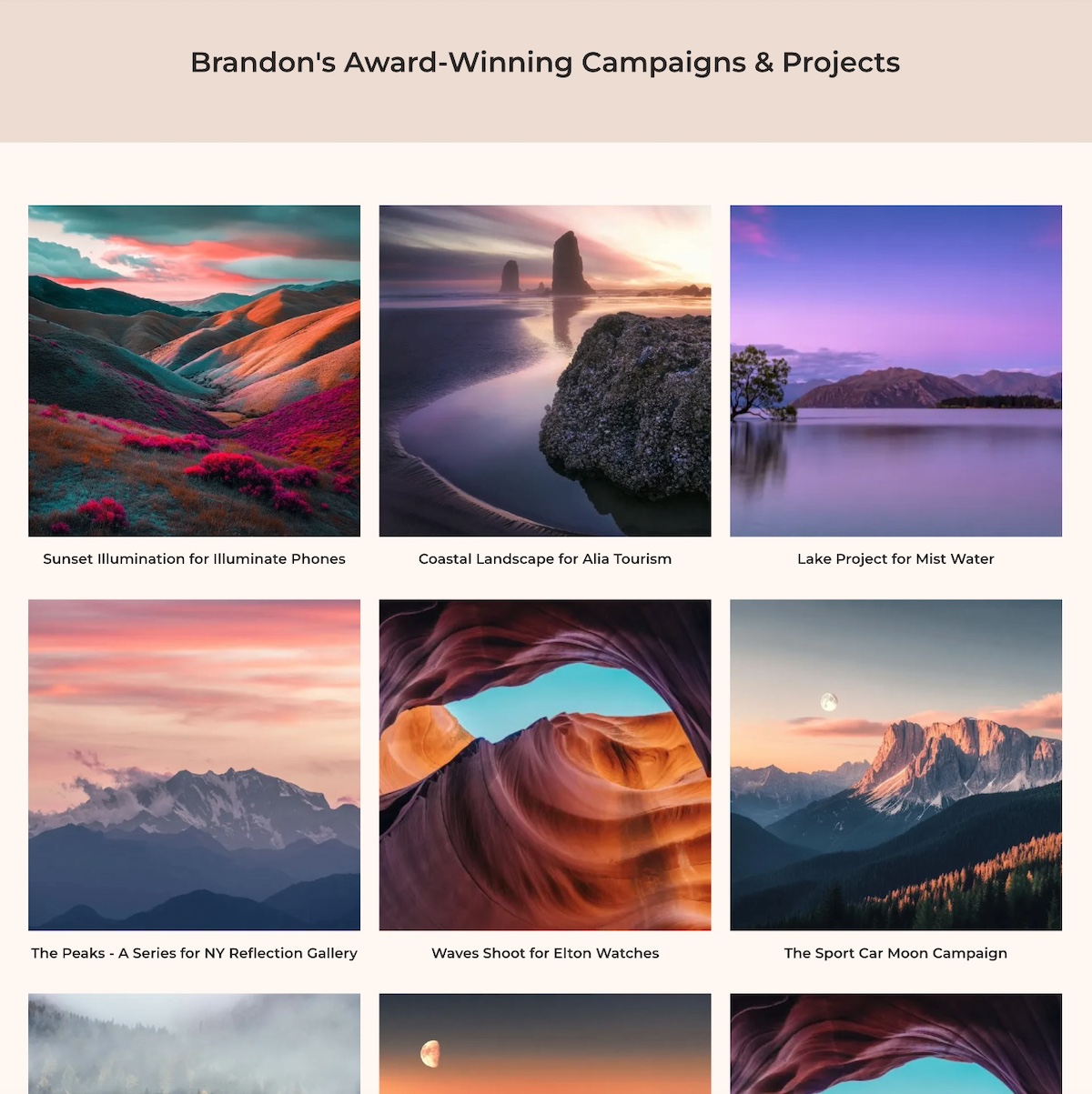 personal website example with a portfolio