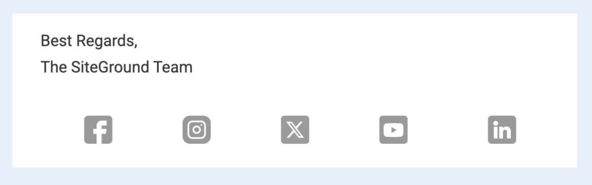social media icons as part of an email