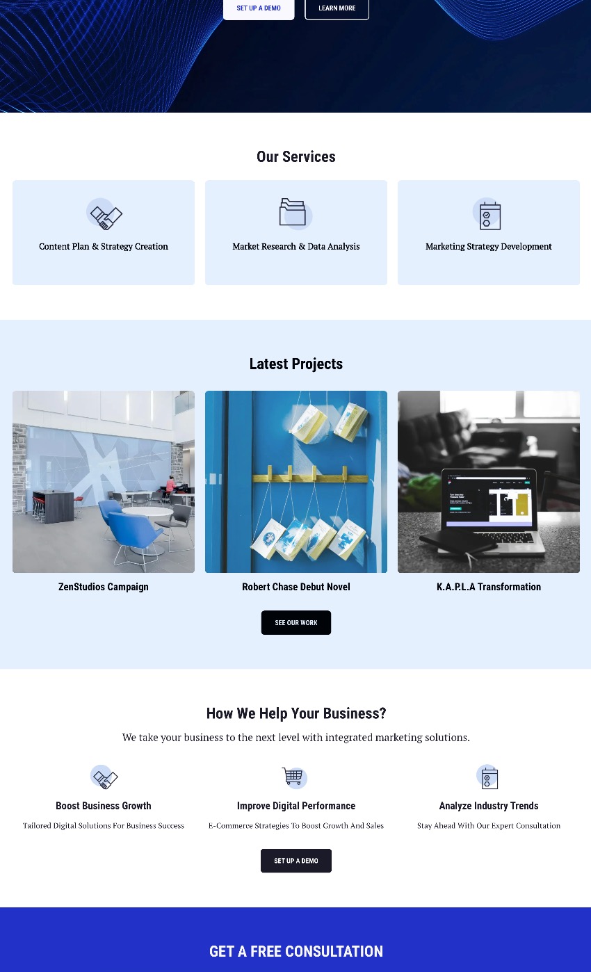 example of content layout in web design