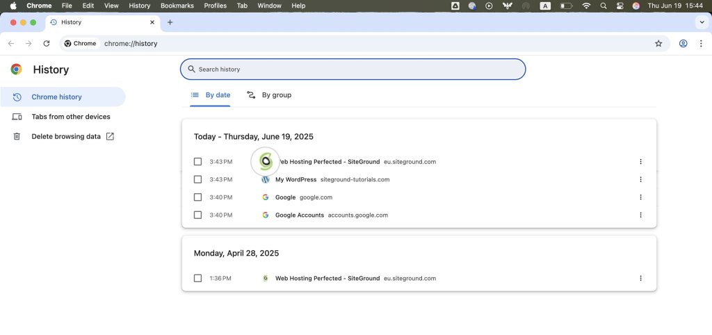 Favicons in browser history