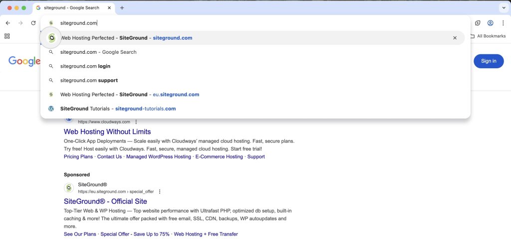 A favicon on a Google search bar