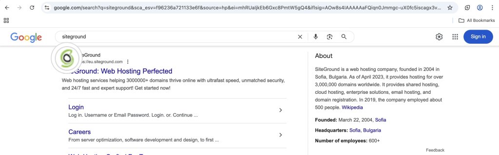A favicon for a result on a SERP (Search Engine Results Page)