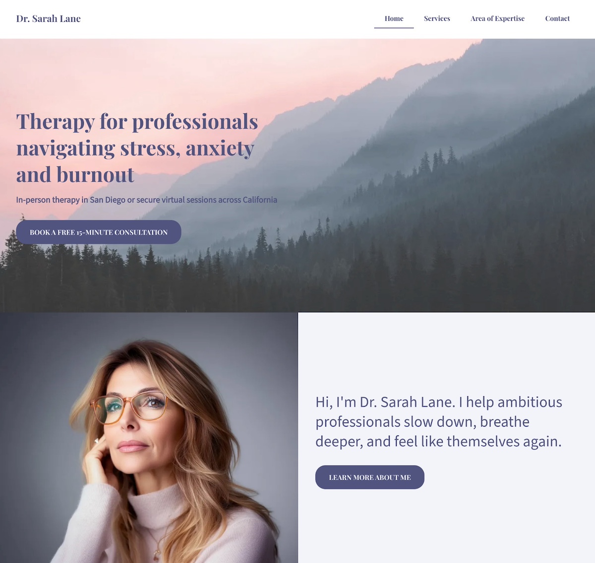 personal website example with a crystal clear purpose