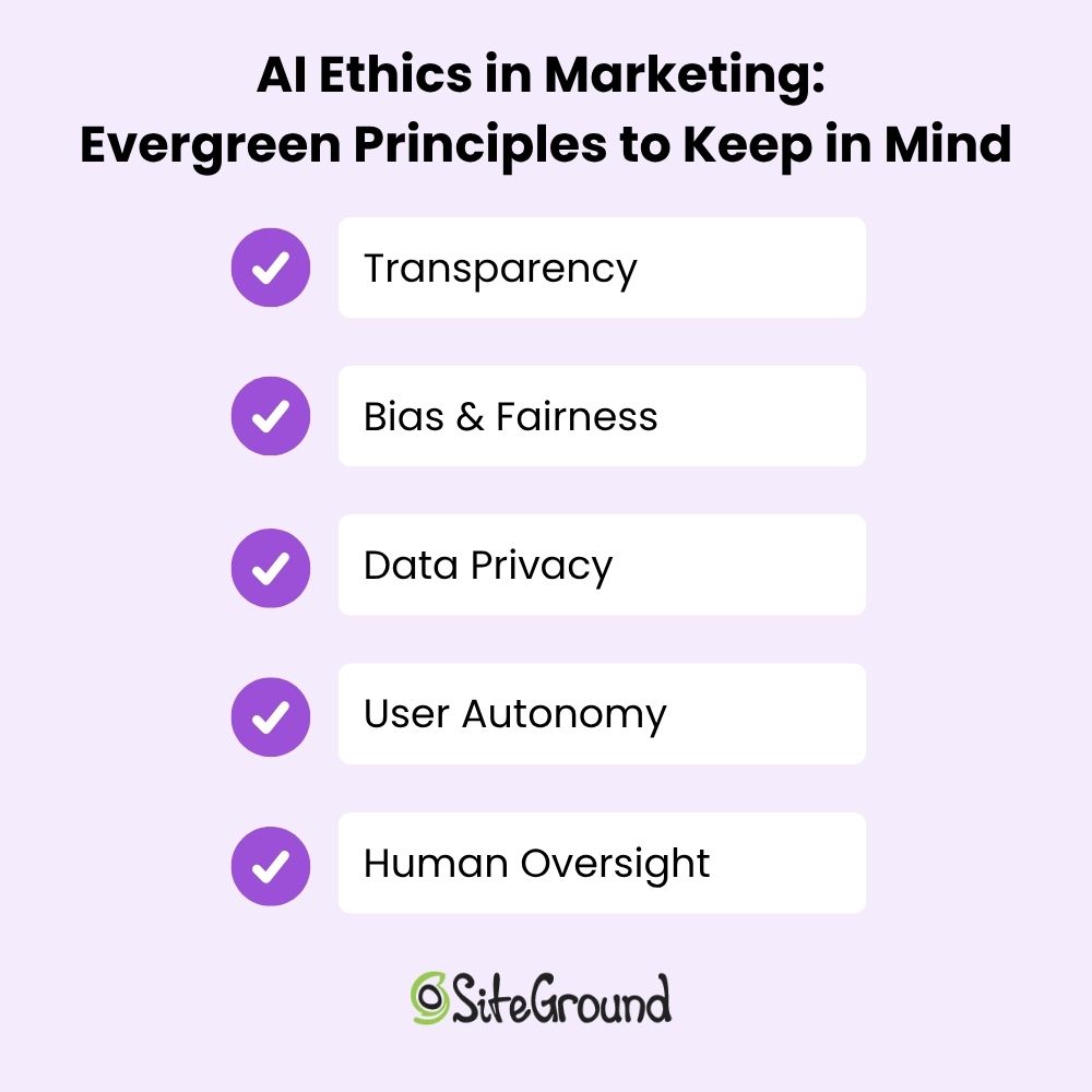 A list of AI ethics and principles in marketing