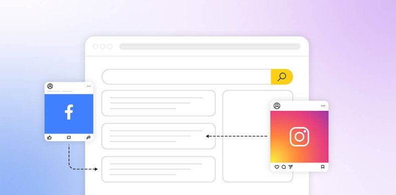 Image illustrating Facebook & Instagram Posts Appearing in Search engine result page