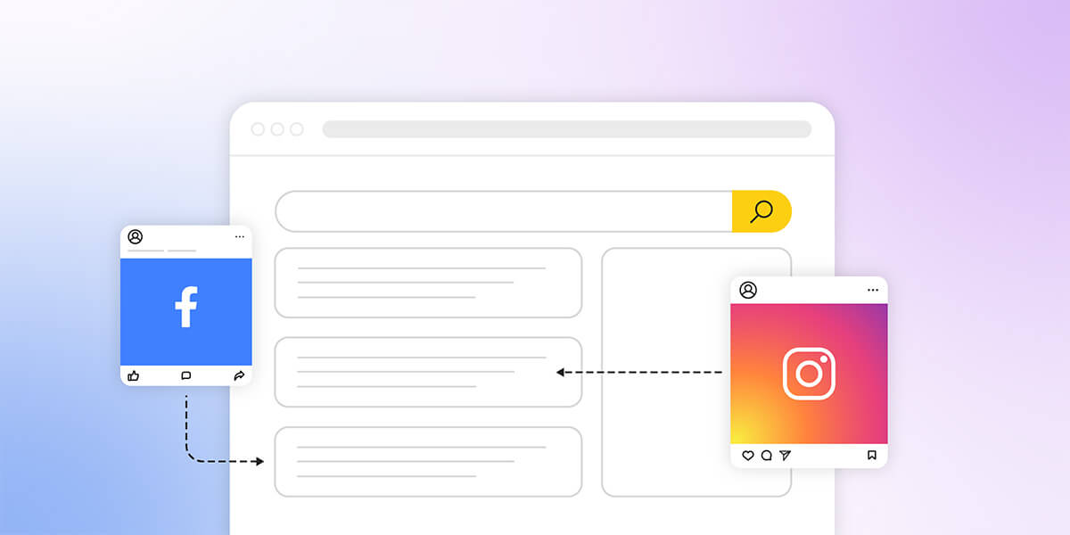 Image illustrating Facebook & Instagram Posts Appearing in Search engine result page