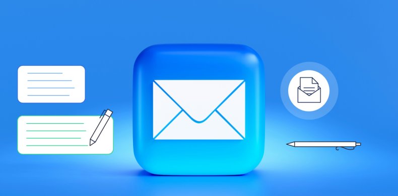 an abstract image of email copywriting with an envelope and notes