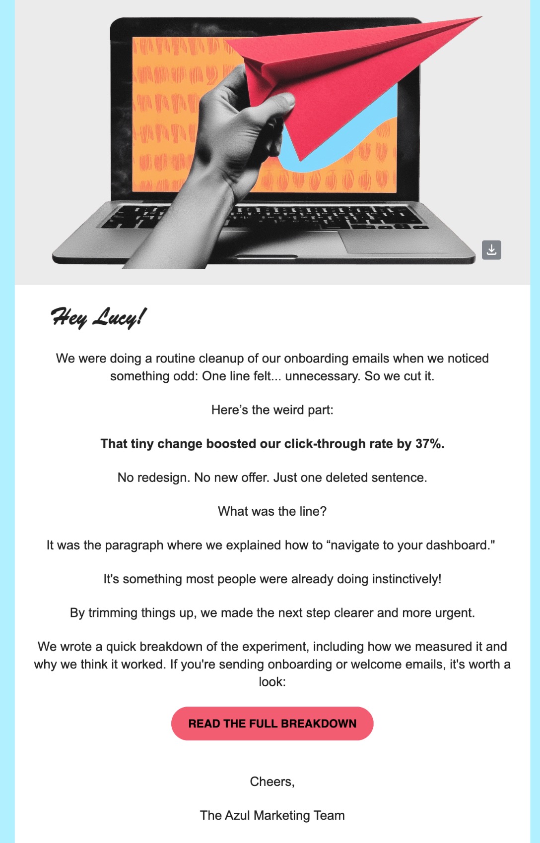 email copywriting example demonstrating curiosity and specificity by implementing the points in the text