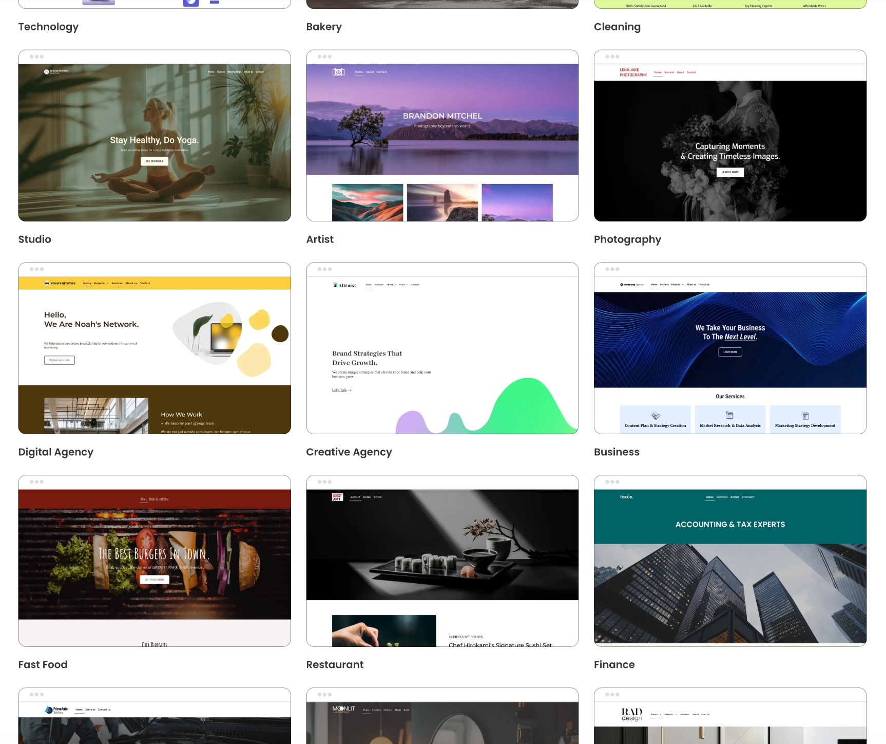image of SiteGround website builder templates collection