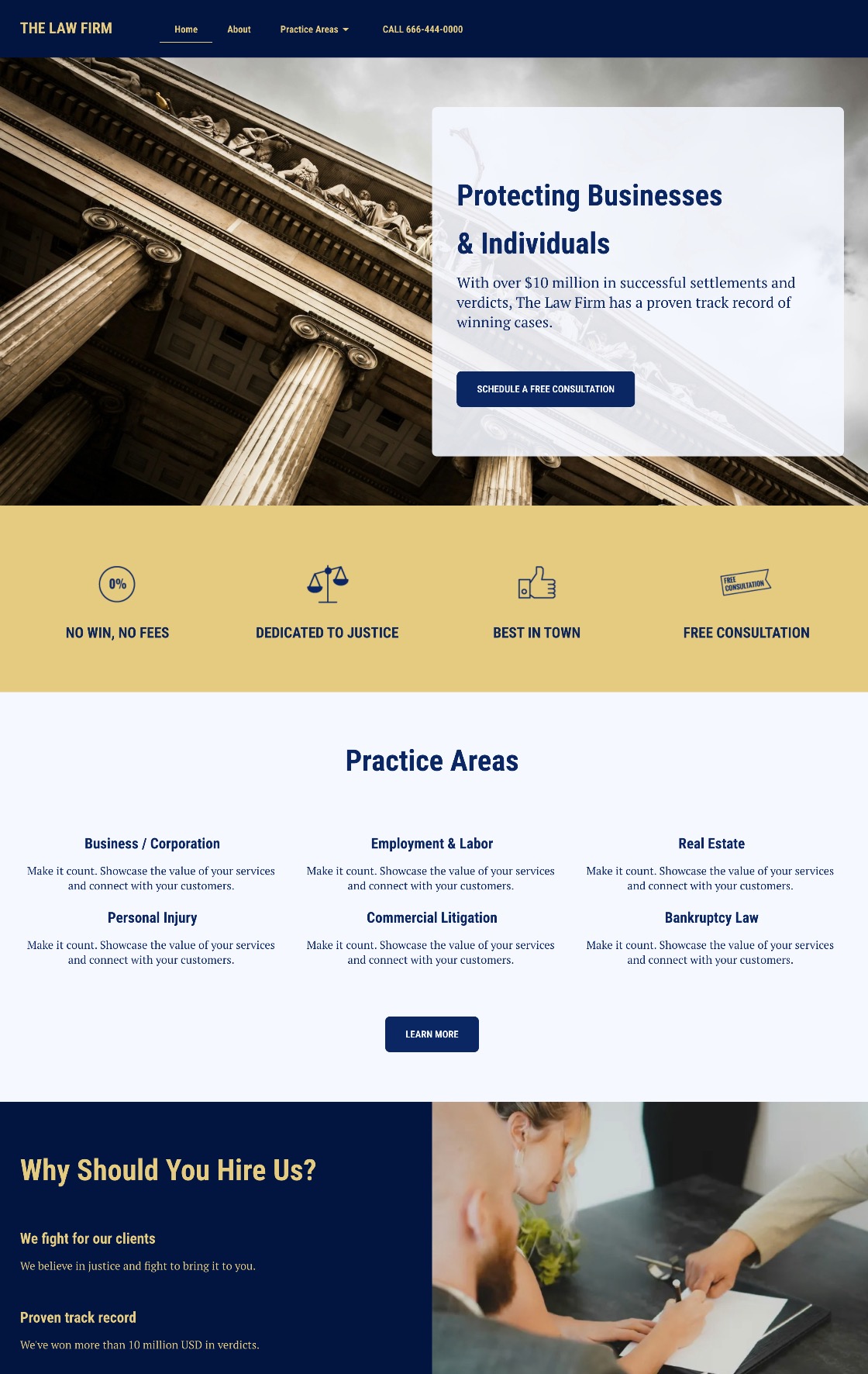 A homepage with scannable headers and text