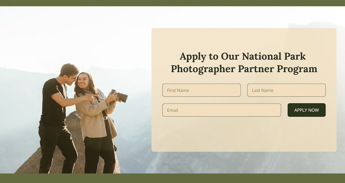Example of a form on a partners page