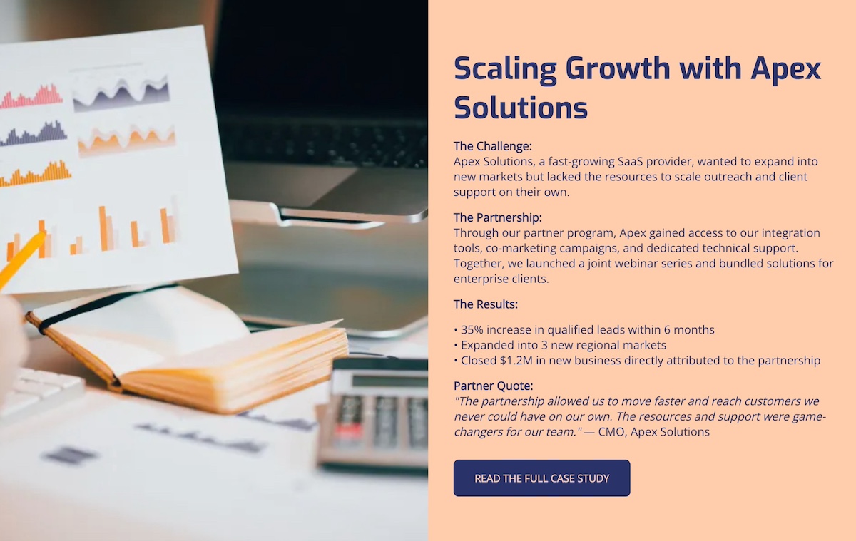 Example of a partners page case study