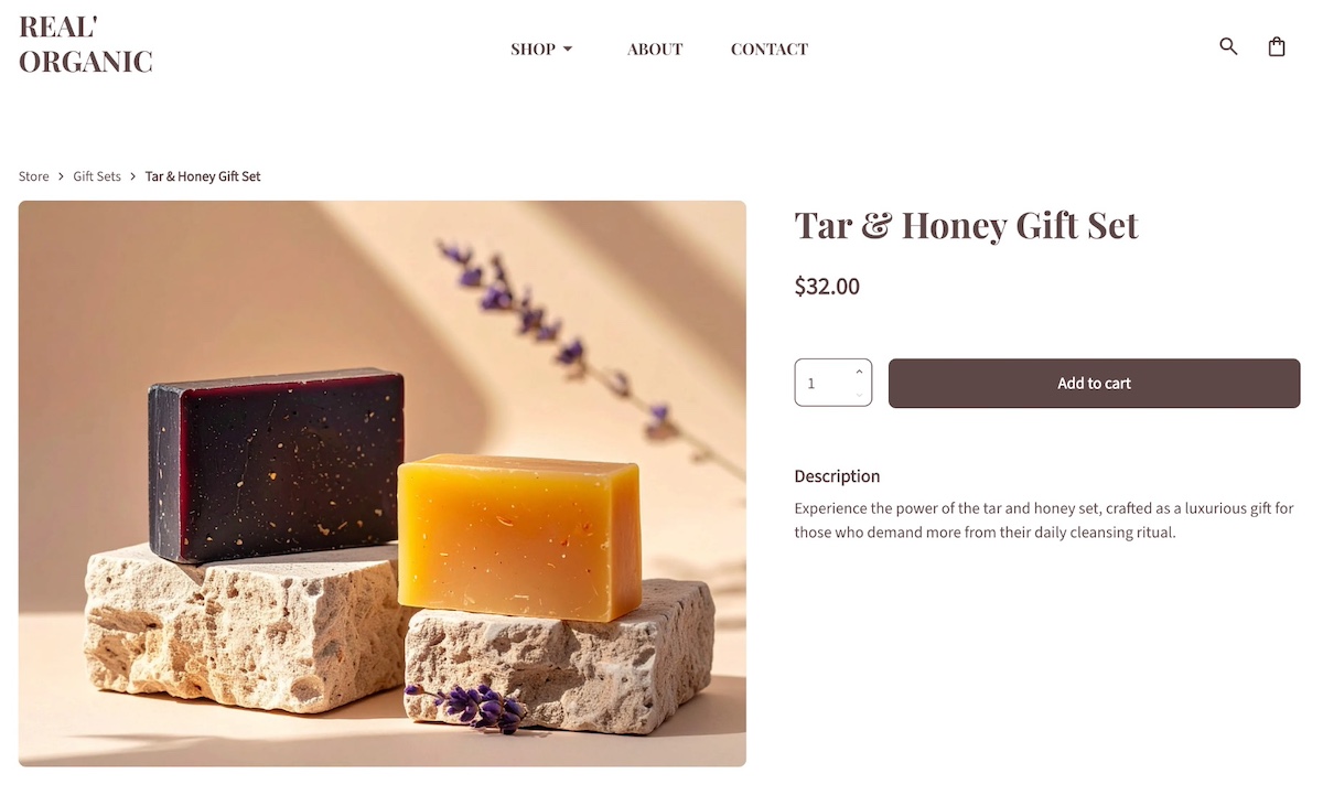 Example of a product website page