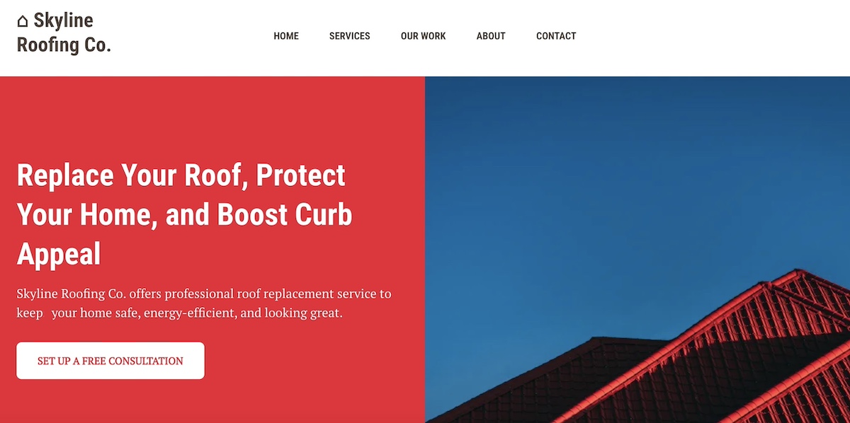 Service page example with a strong headline