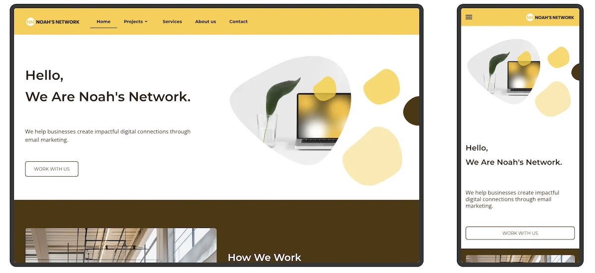 example of a homepage optimized for mobile
