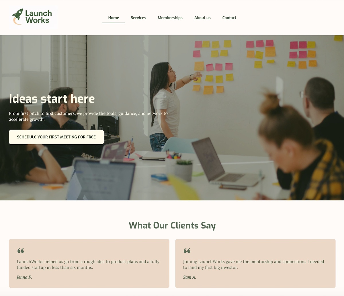 homepage example of lead generation with testimonials