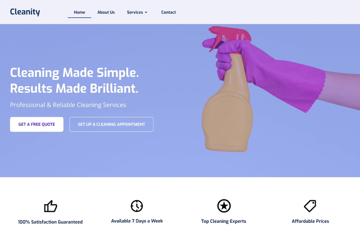homepage example of service based business with multiple calls to action