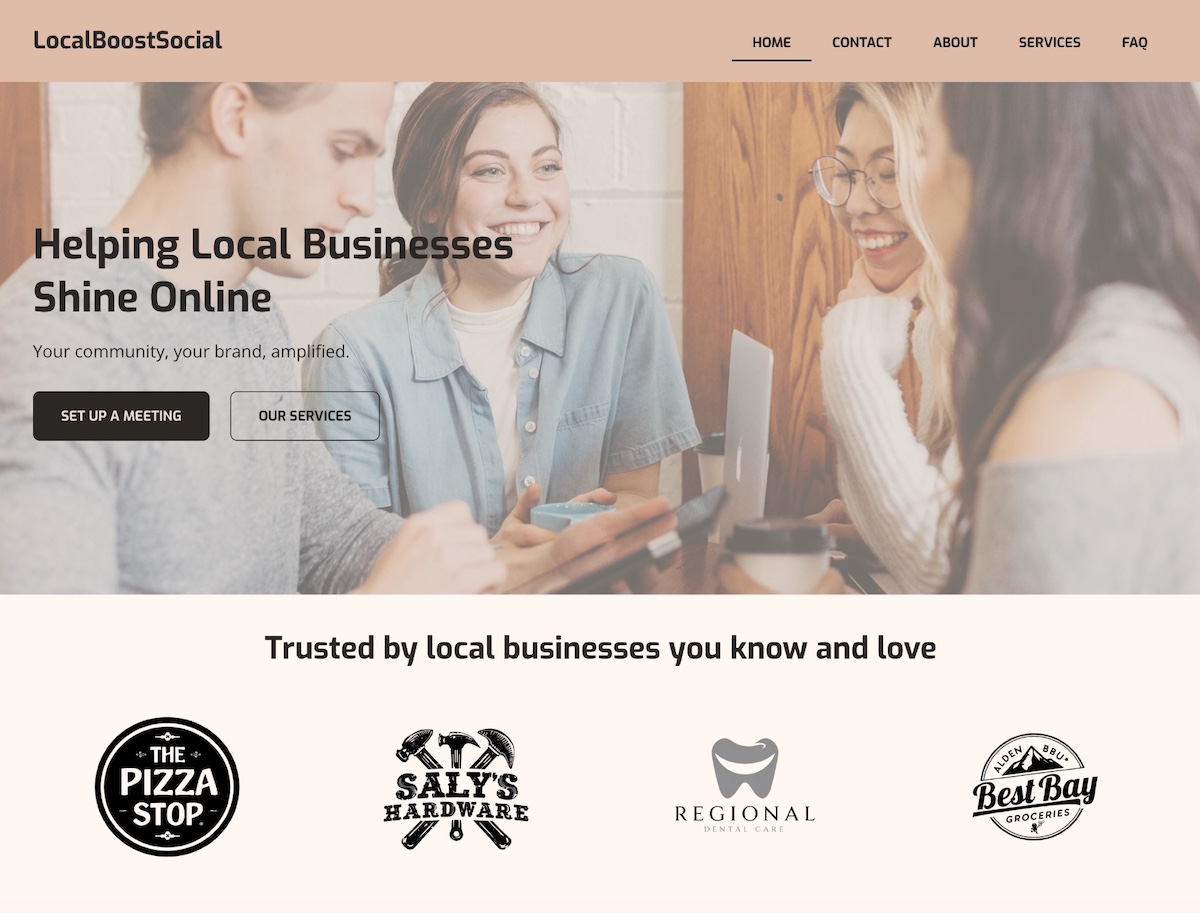 homepage example of service based business with social proof