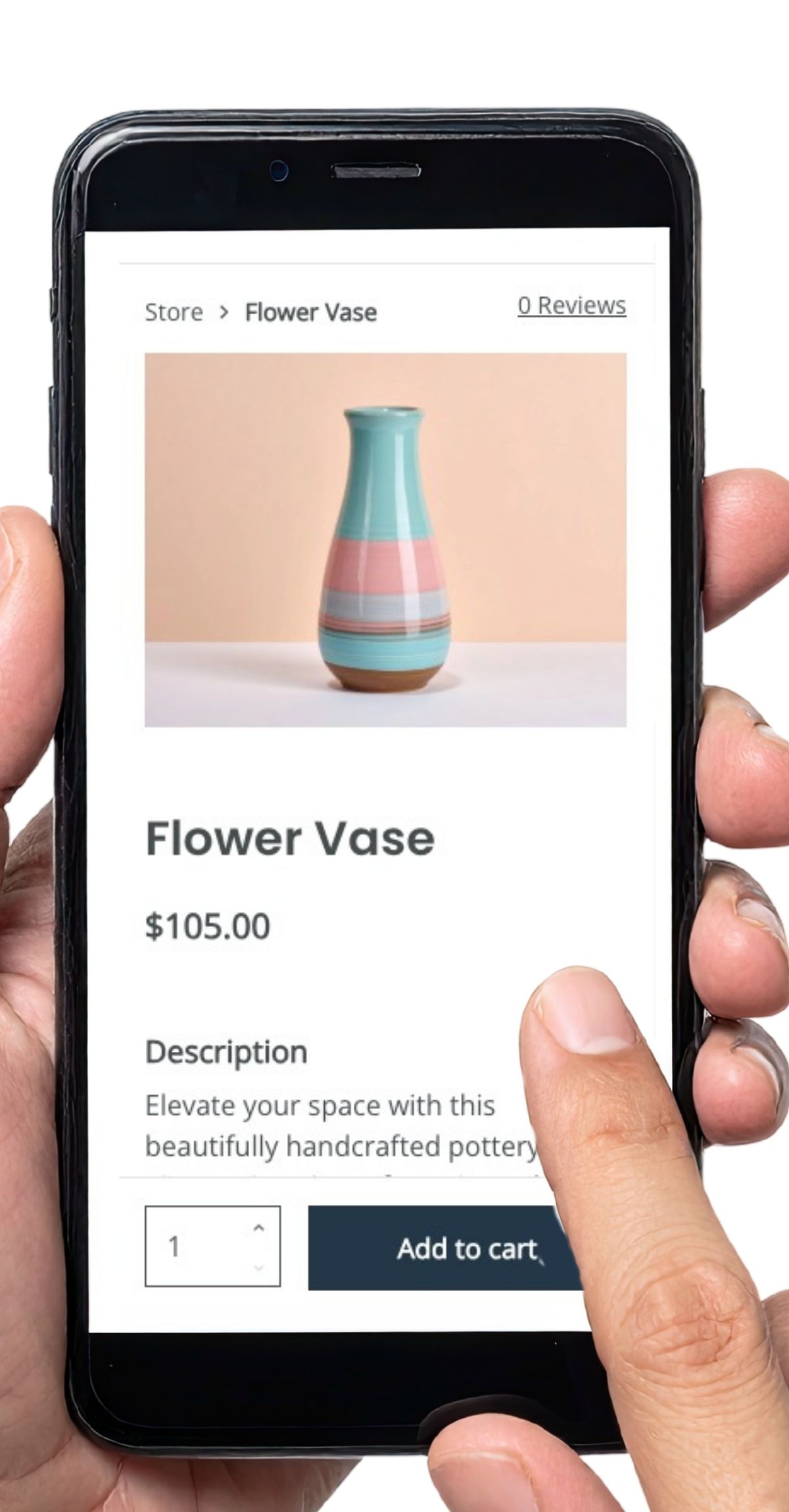 Example of designing for touch with a finger tapping the webpage