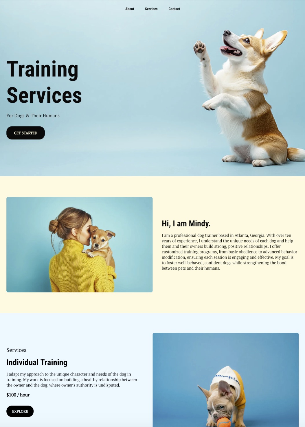 Website with good color and contrast for visual hierarchy