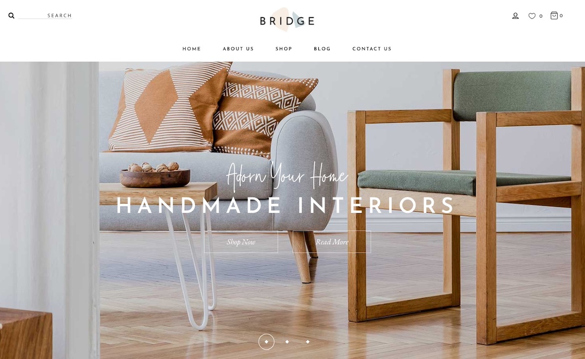 Example of Bridge WordPress theme homepage header
