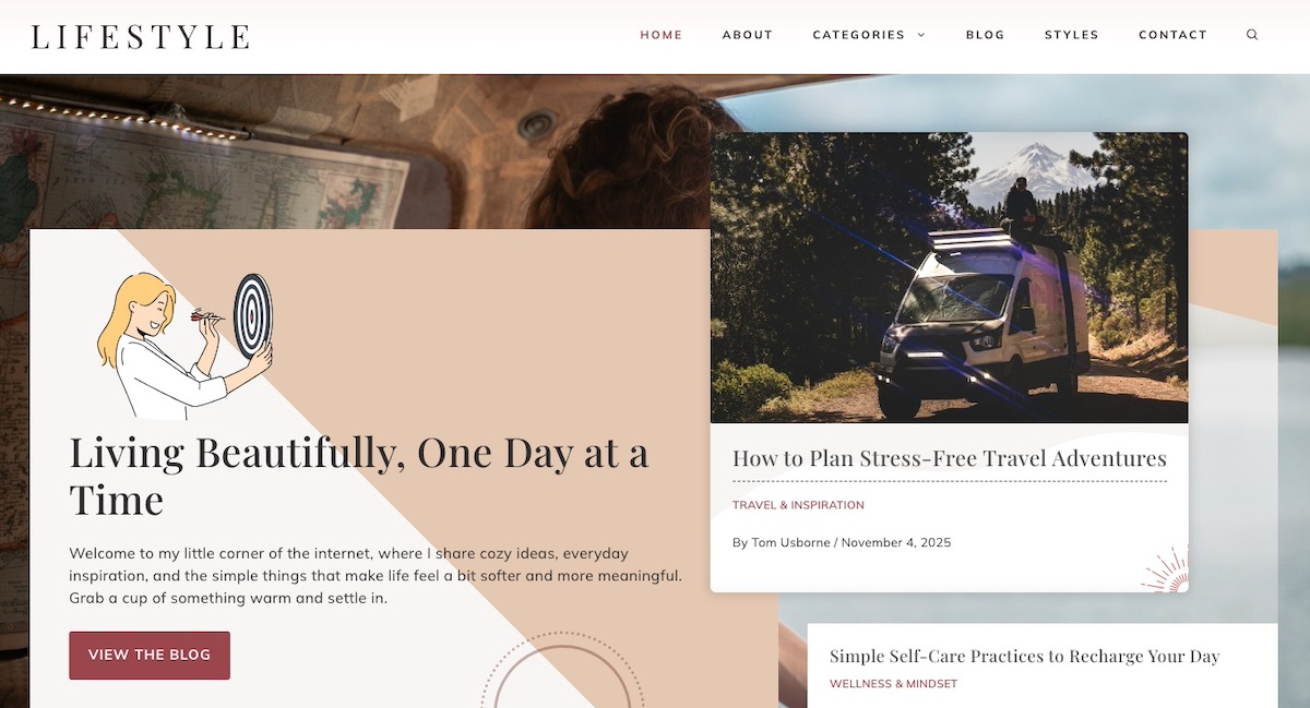 Example of GeneratePress Premium WordPress theme homepage header
