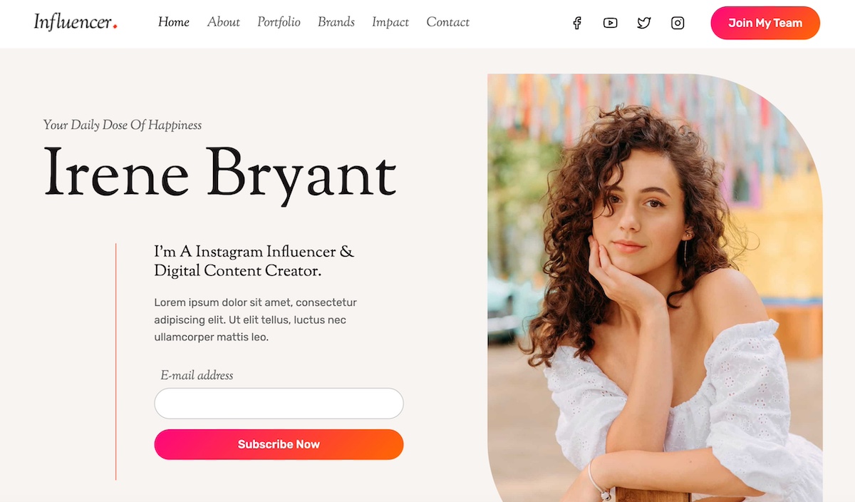 Example of Kadence WordPress theme homepage header