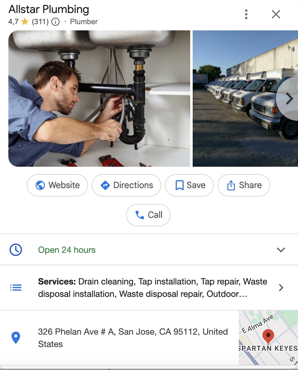 Example of a Google Business Profile