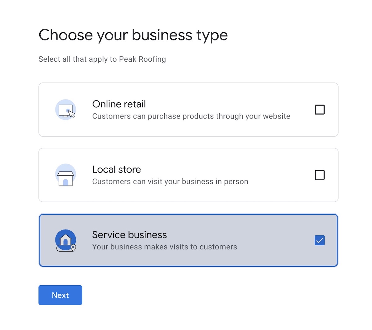 Example of setting up your Google Business Profile
