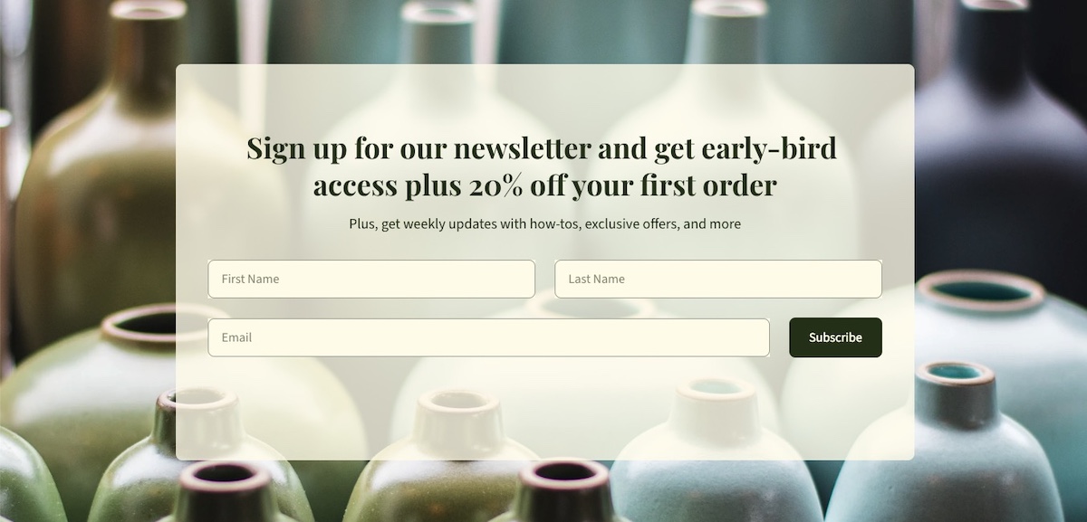 Example of a pre-launch incentive form to build email sign-ups