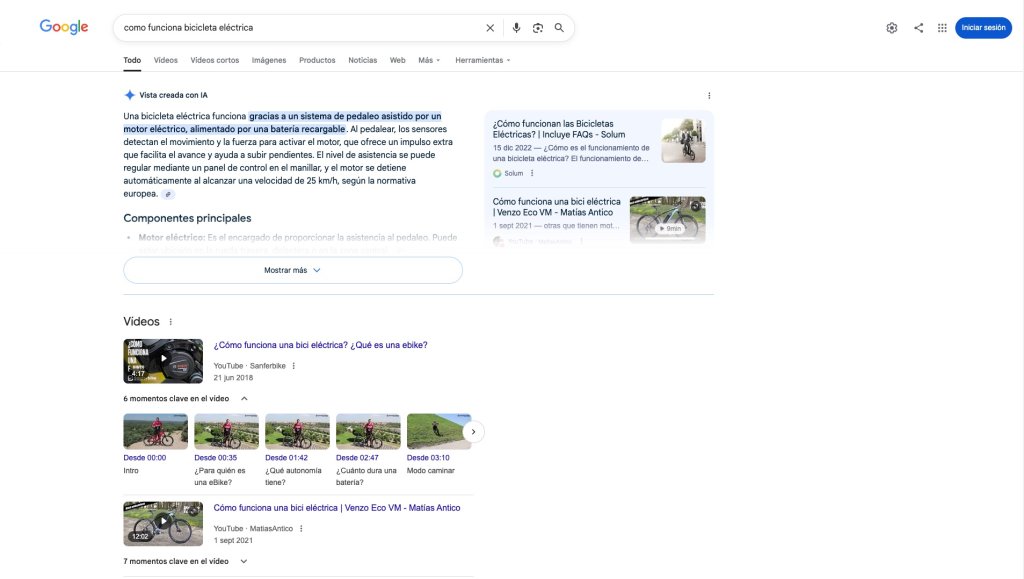 Captura de Google de lo que ocupa las primeras posiciones para una búsqueda informativa