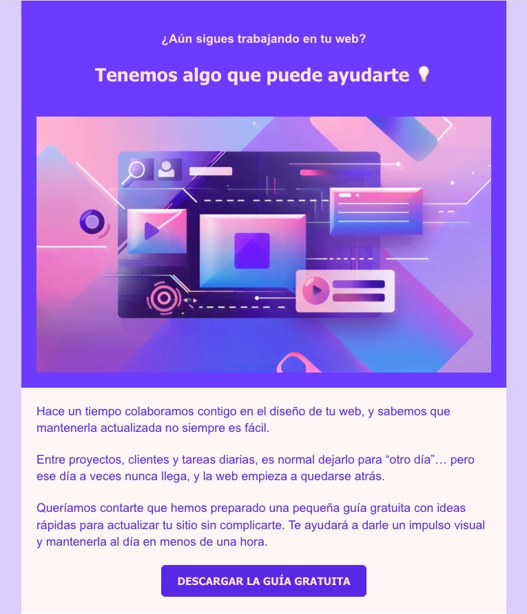 Imagen de un correo en el que se muestra un ejemplo de la estructura de mensaje PAS