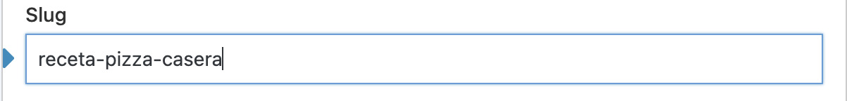 Captura de pantalla de un ejemplo de slug