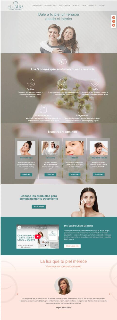 captura de pantalla de la landing page de All Alba