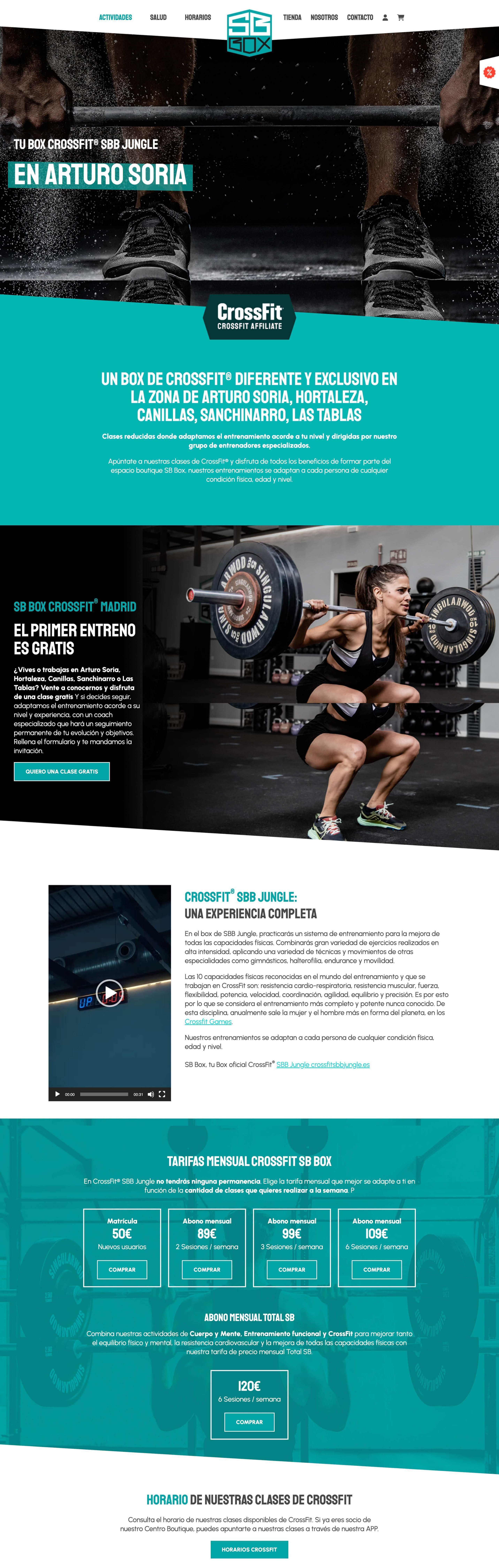 captura de pantalla de la landing page de SB Box