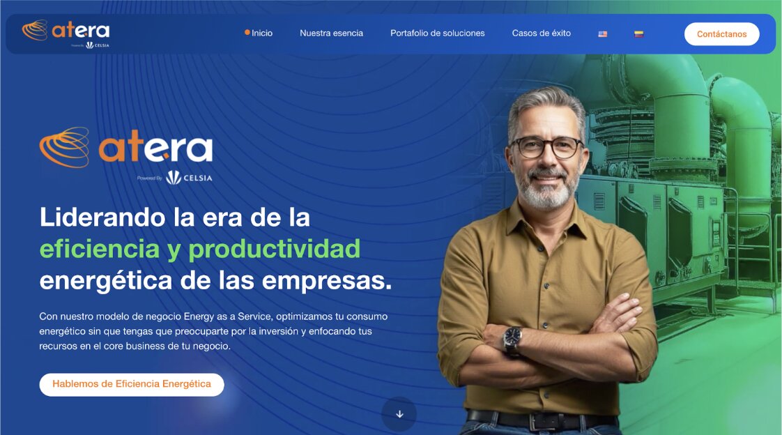 Captura de pantalla de la parte inferior de la pagina web de Alta energy