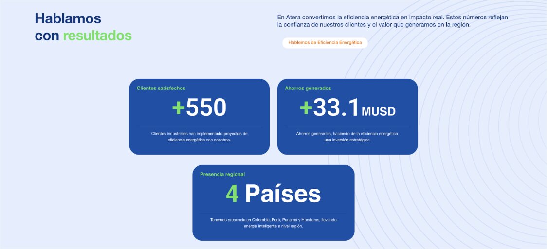 Captura de pantalla de la parte inferior de la pagina web de Alta energy