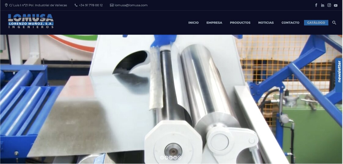 Captura de pantalla de la parte superior de la pagina web de Lomusa