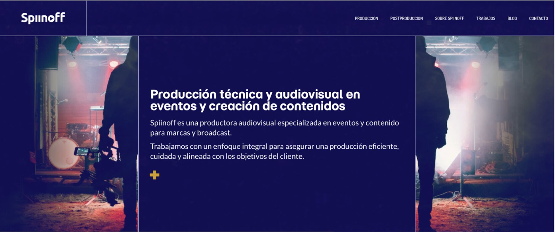 Captura de pantalla de la parte superior de la pagina web de Spinoff