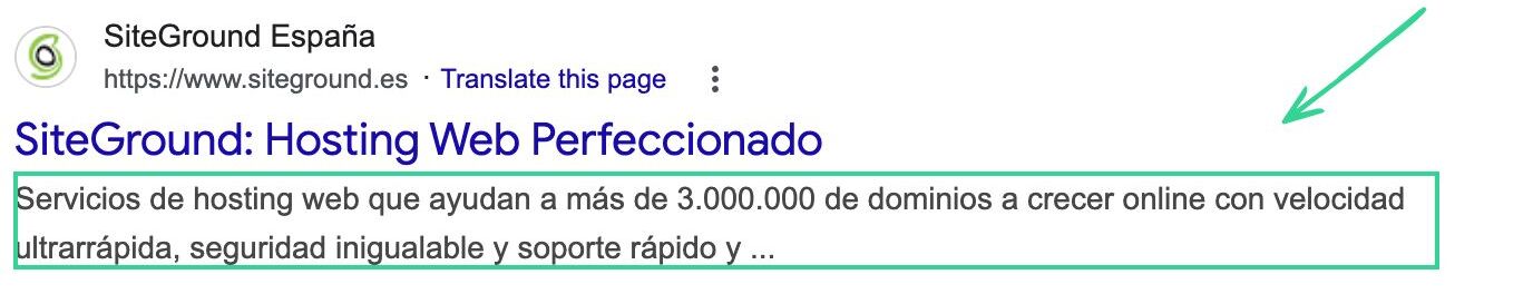 Captura de pantalla de Ejemplo meta description ES
