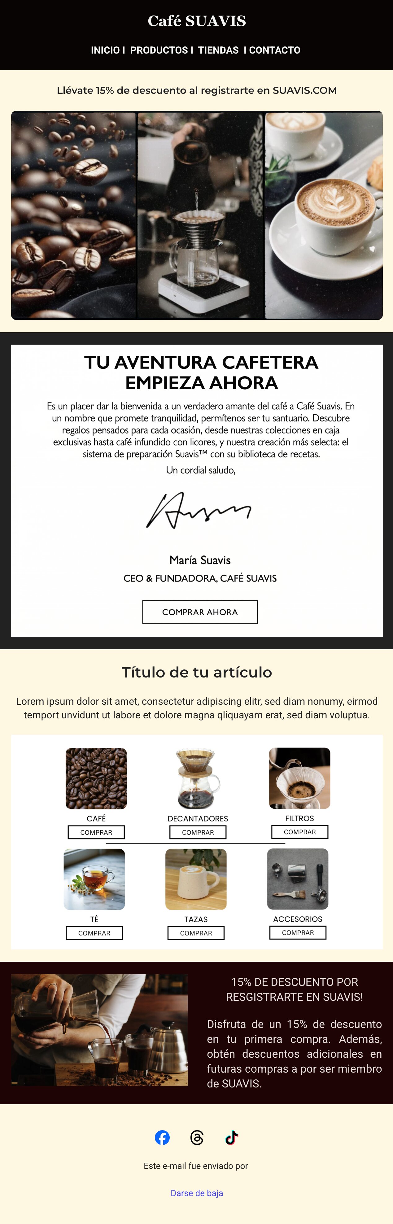 Captura de ejemplo de correo de bienvenida