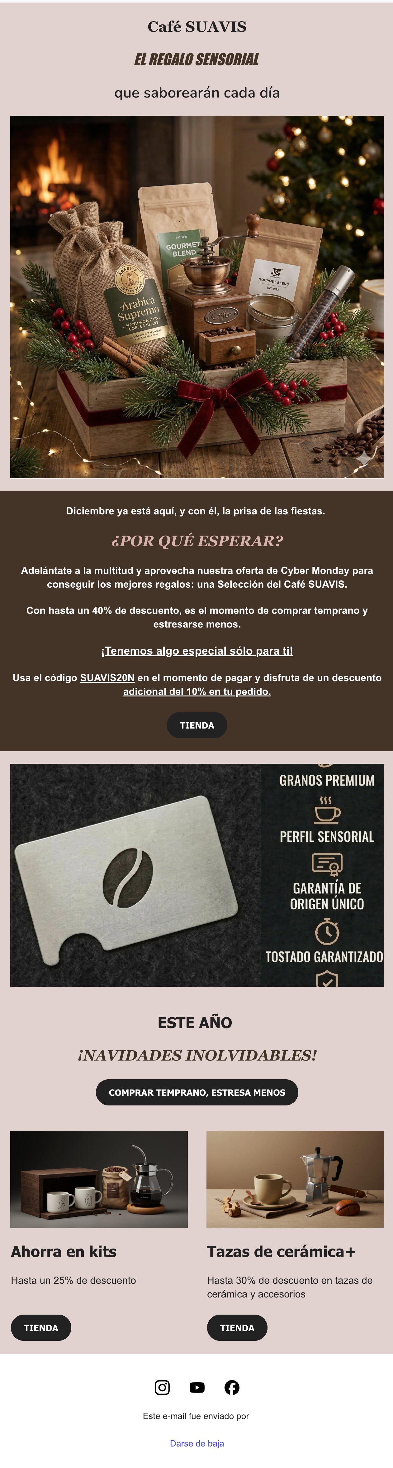Captura de pantalla correo ejemplo descuentos festivos