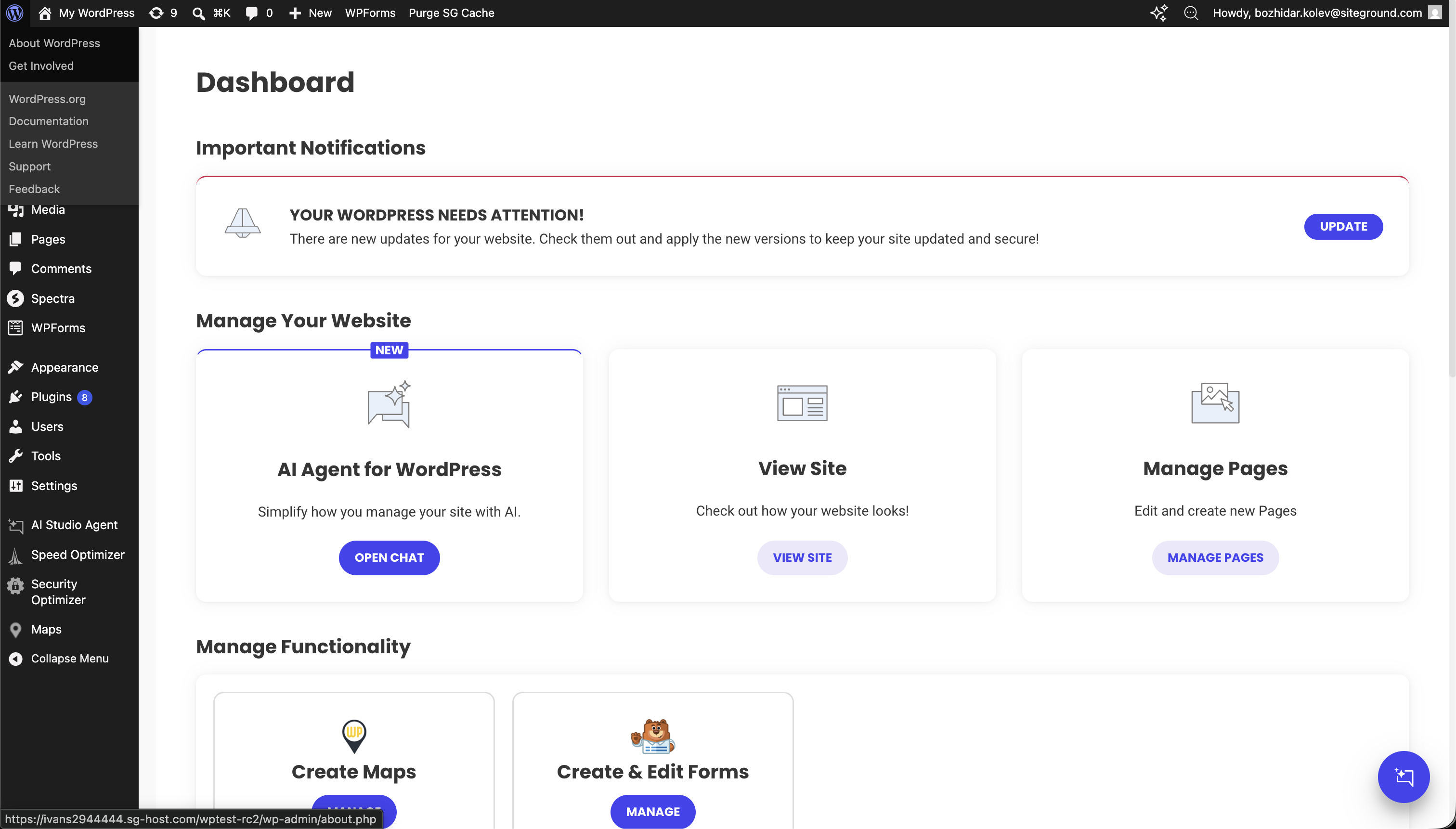 Captura de pantalla de dashboard