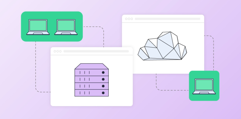 Ilustración sore hosting o nube