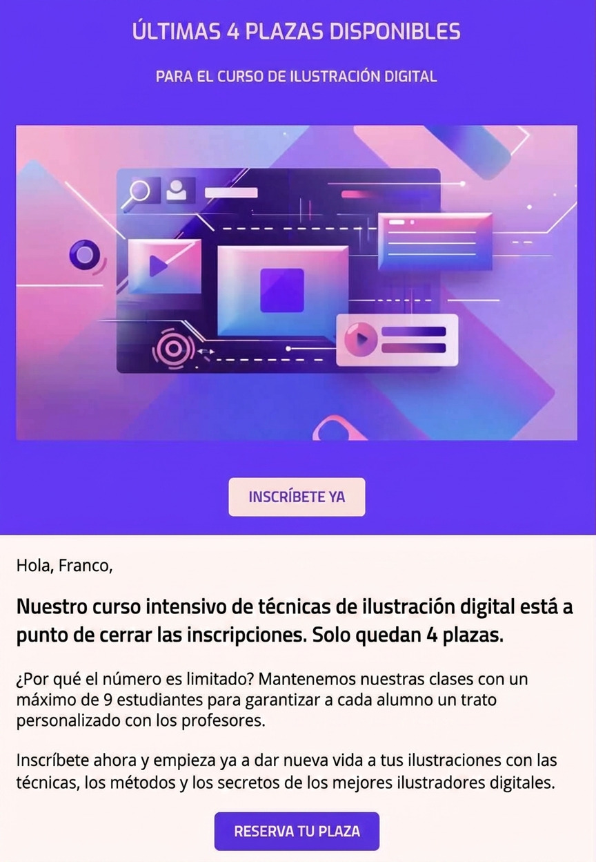 Ilustración ejemplo e copy de escasez