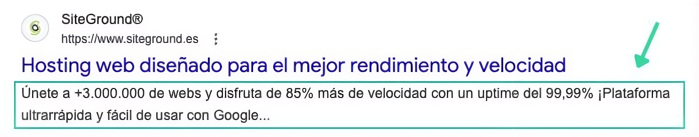 Captura de pantalla de Ejemplo de metadescripción 